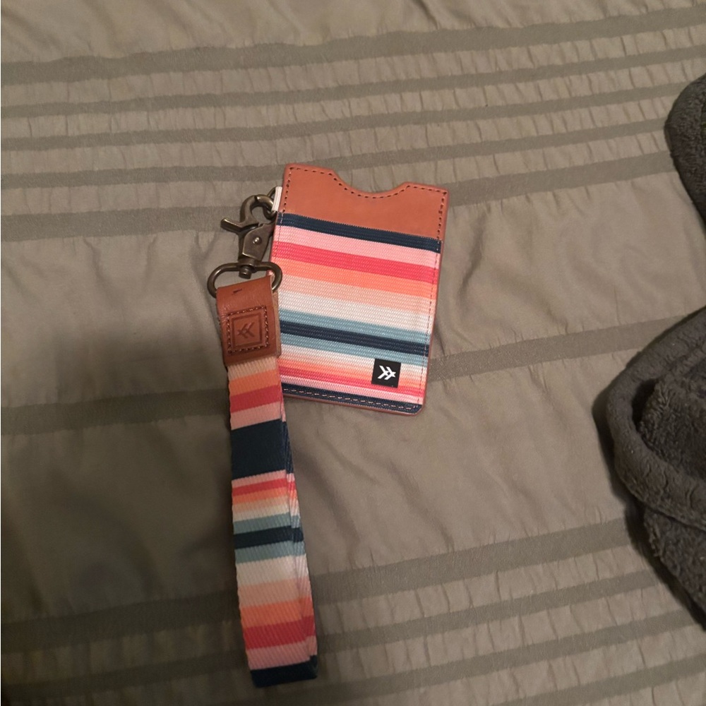 Colorful Striped Card Holder with Wrist Strap